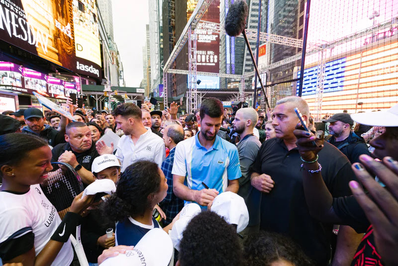 Novak Djokovic at Times Sqaure with waterdrop®