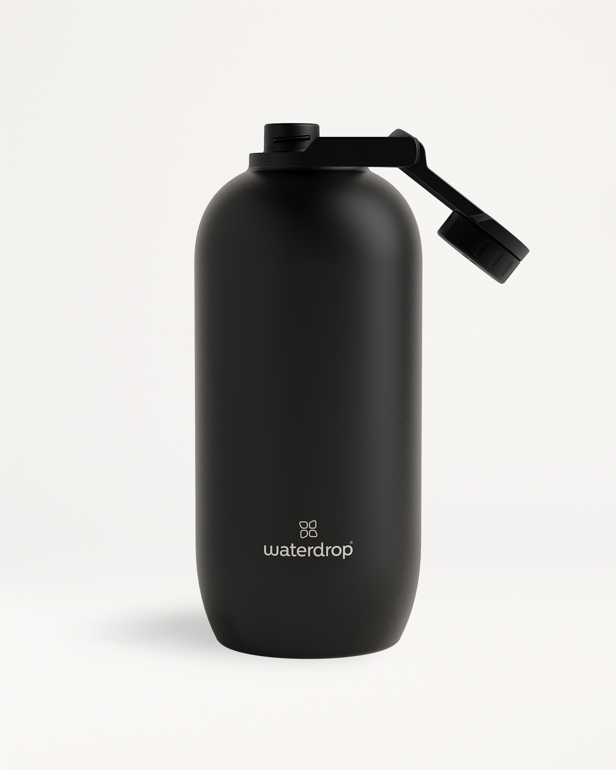 All-Purpose Thermo · Swing Lid, schwarze vakuumisolierte Wasserflasche.