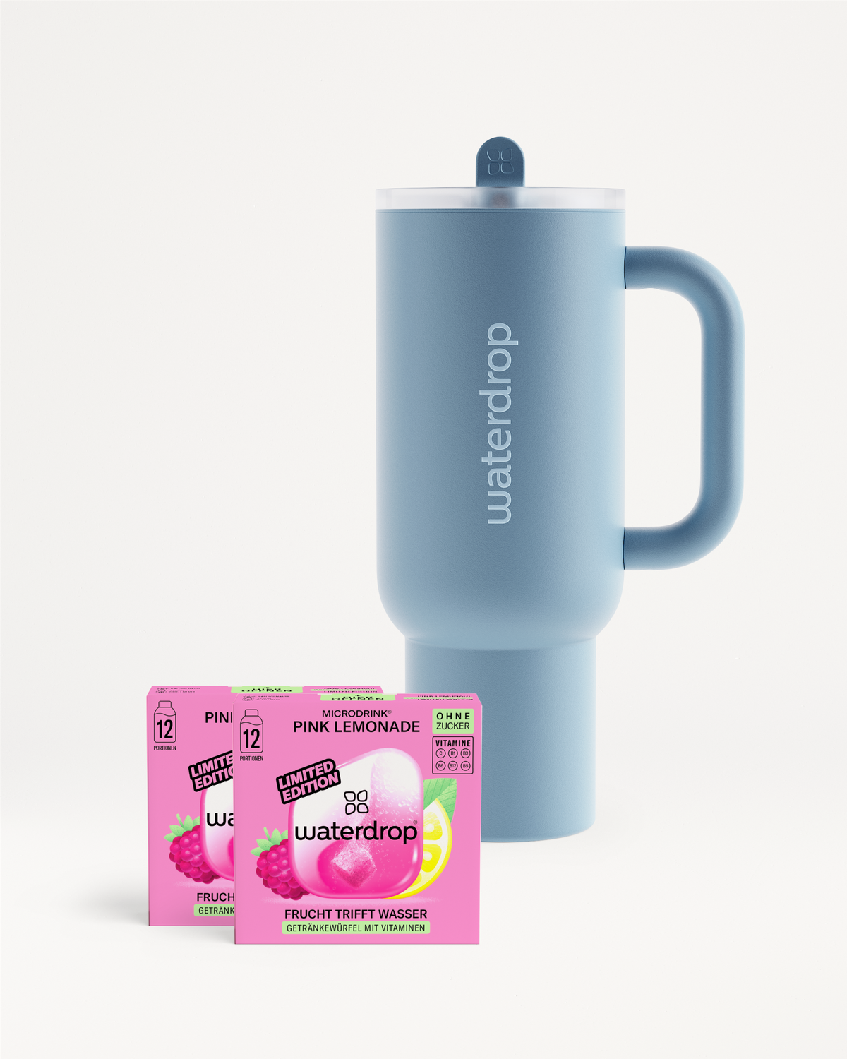 Explorer Set mit PINK LEMONADE Becher und Logoansicht.