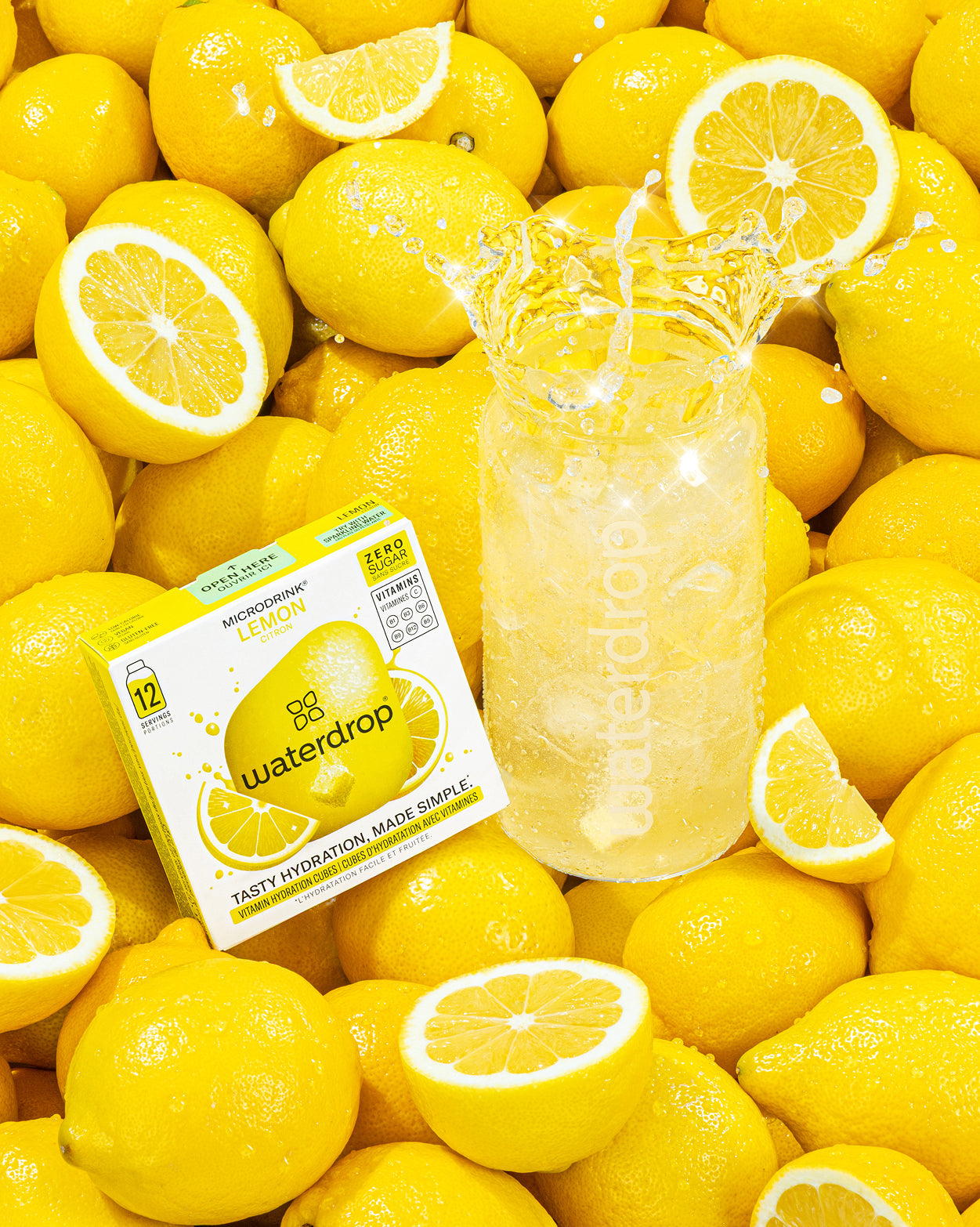 Probier's prickelnd 4+1 Set mit Zitronen-Microdrink und Wasserglas.