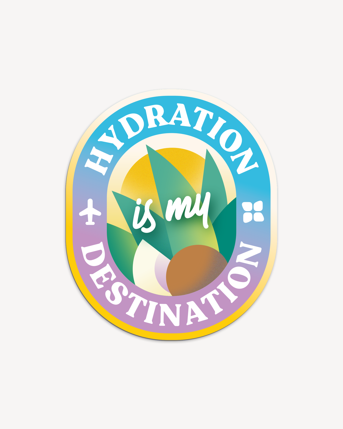 Wähle dein Goodie: Hydrations-Aufkleber im tropischen Design.
