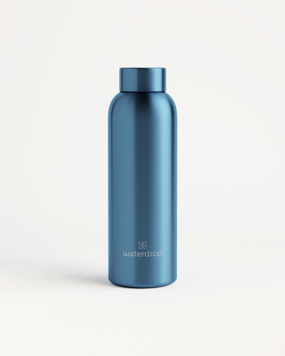 Metal Thermo Steel-Flasche mit Schraubverschluss und waterdrop Logo.