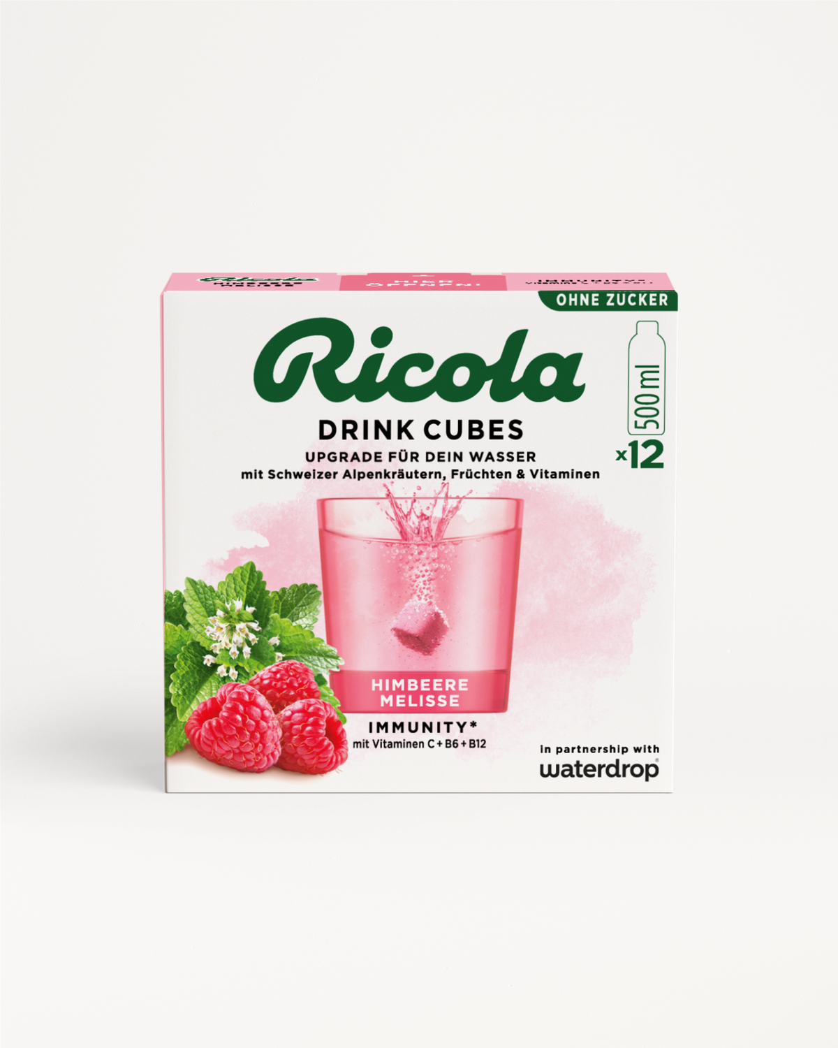 Ricola Drink Cubes Himbeere Melisse für Immunität.