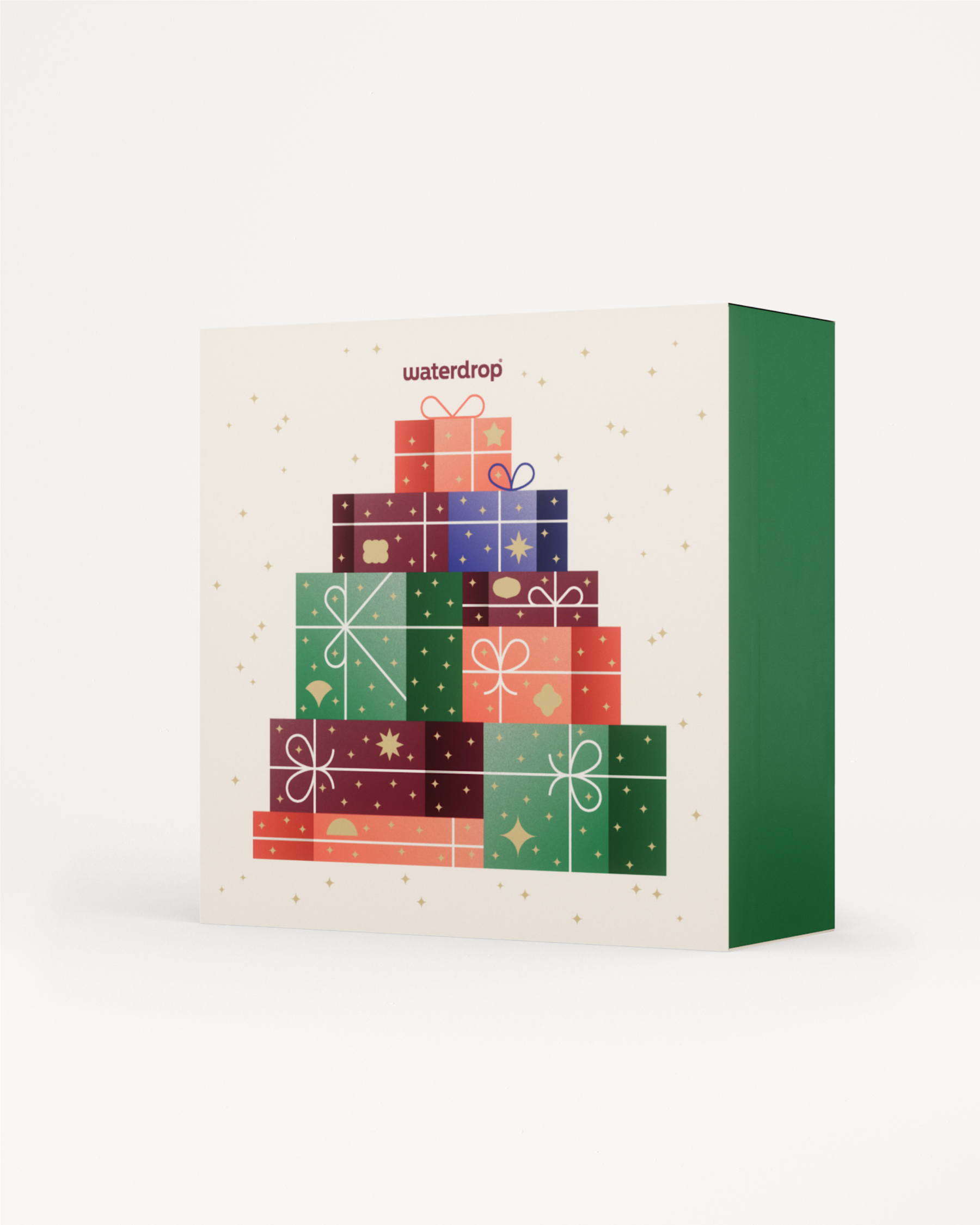 Adventskalender Large mit festlichen Accessoires und Getränkewürfeln von waterdrop®.