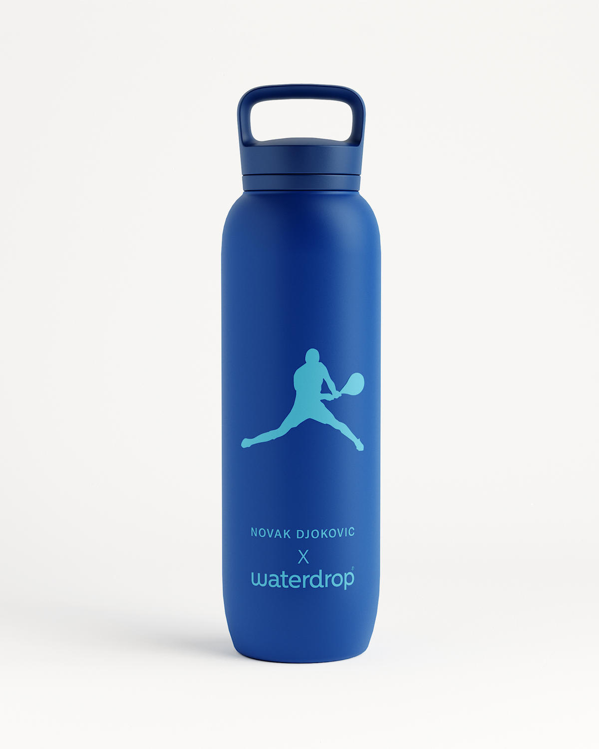 Novak Djokovic Thermo Trinkflasche mit Tennismotiv.