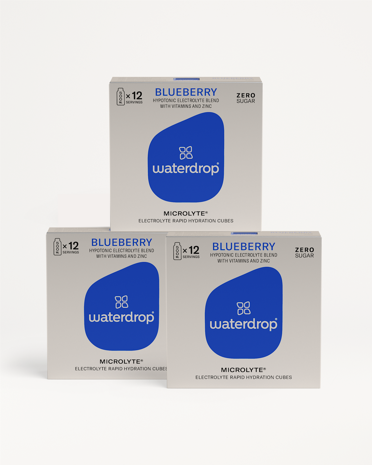 Microlyte 2+1: Blueberry-Elektrolyt-Würfel, 12 Stück pro Box.