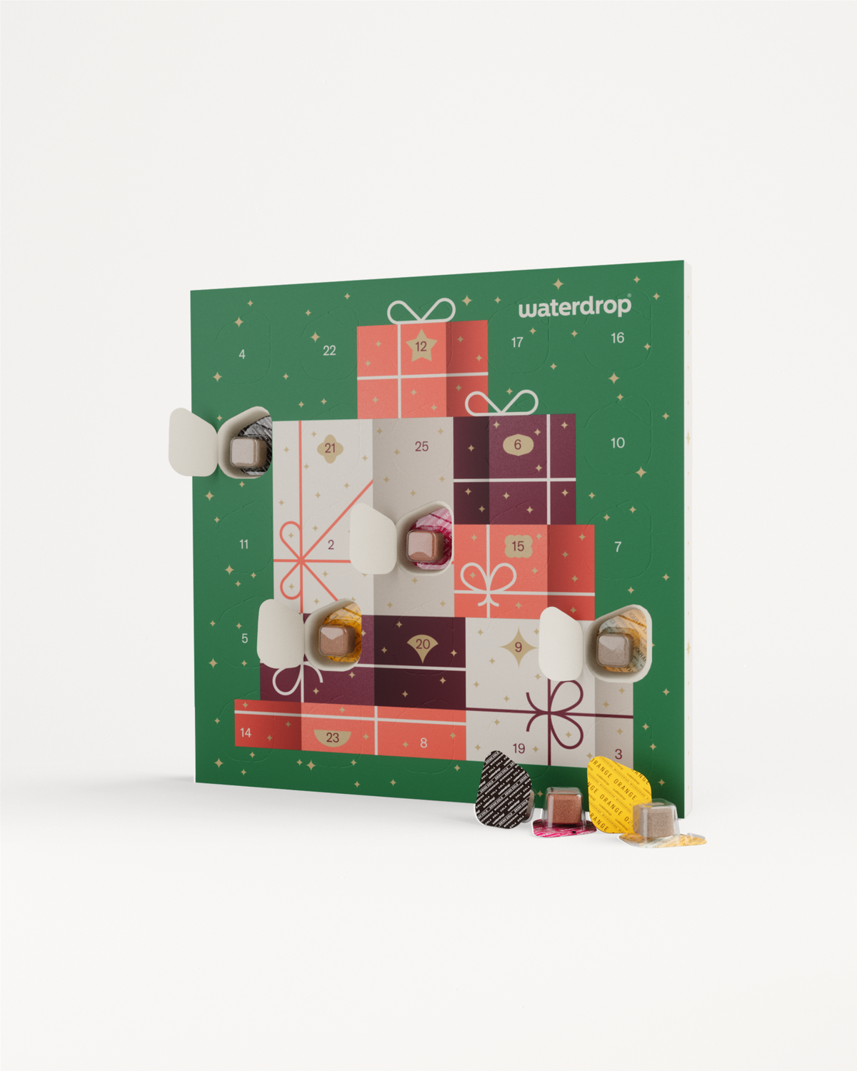 Adventskalender Small mit Waterdrop-Microdrink-Würfeln.