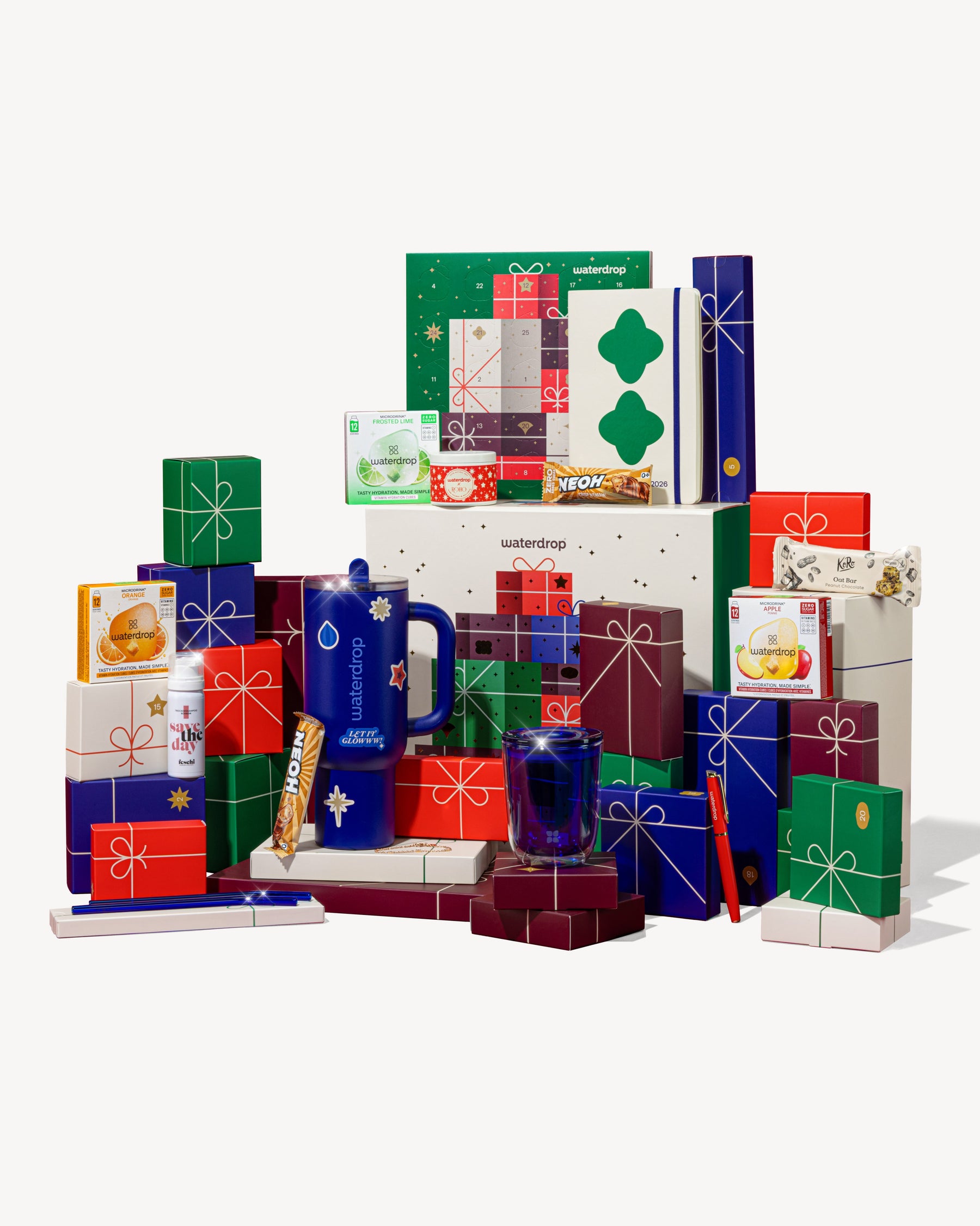 Adventskalender Set mit waterdrop® Microdrinks und Accessoires.