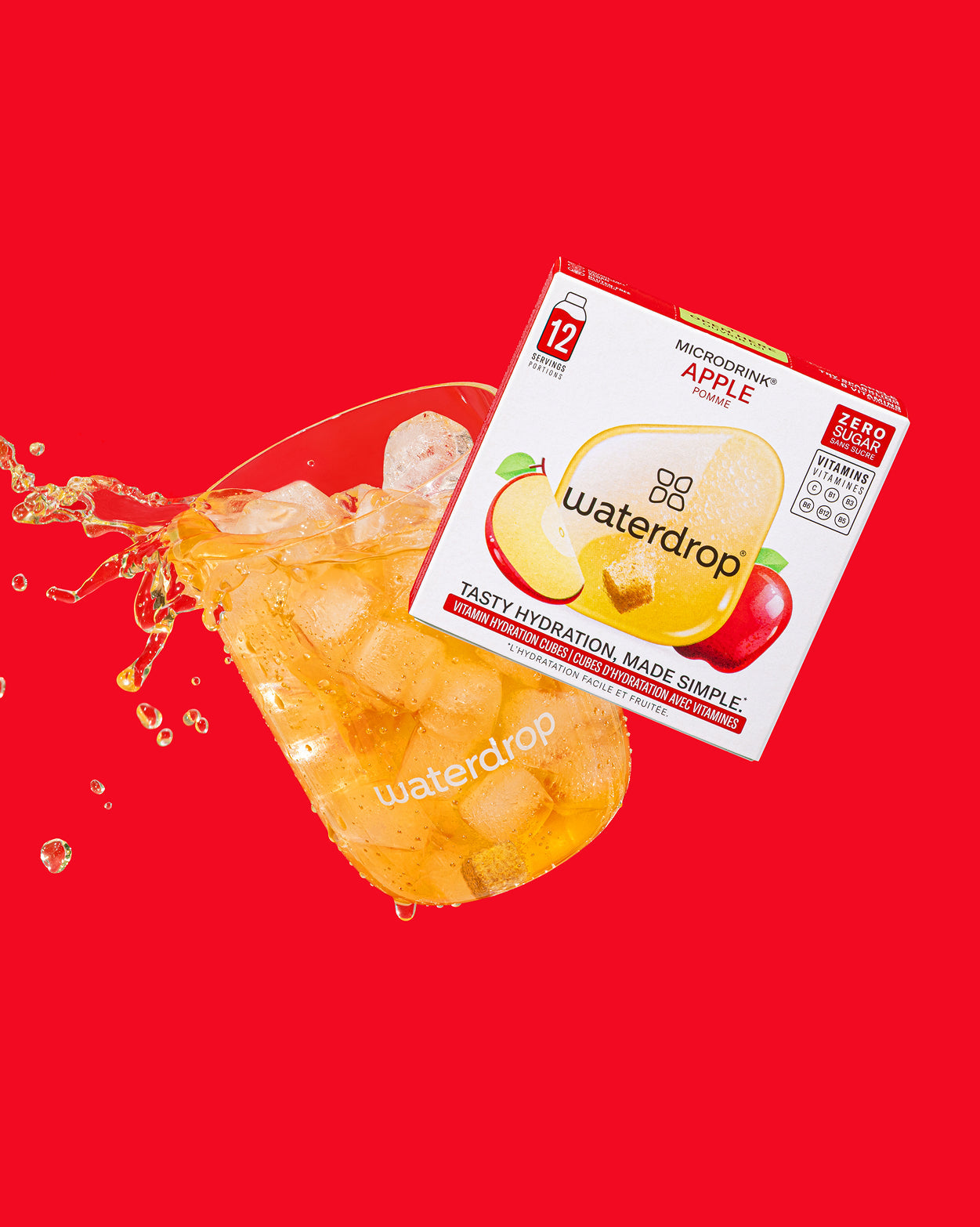 Apfel Glass Geschenkset: Wasserdrink-Würfel mit Apfelgeschmack und Trinkglas.