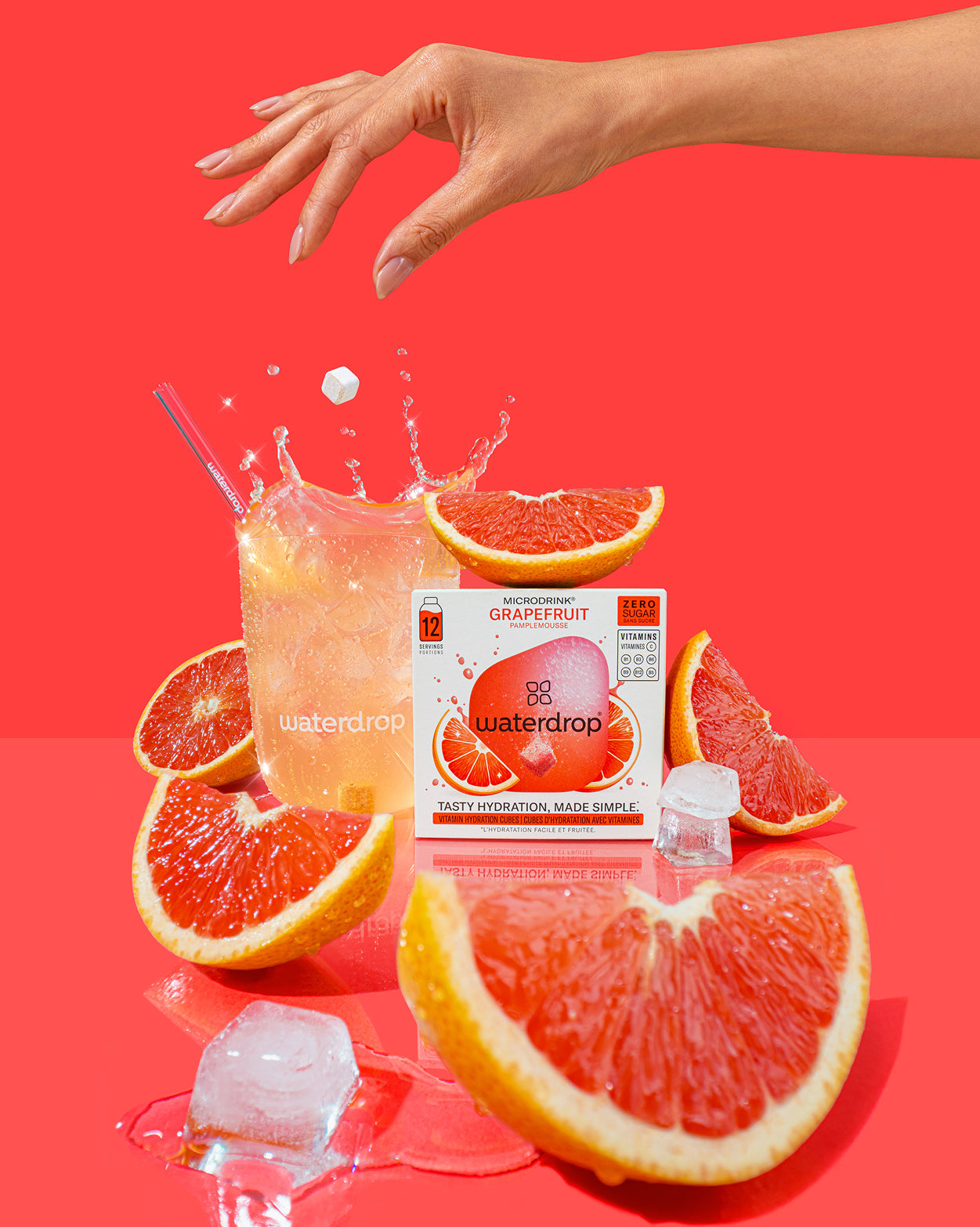 Deluxe Starter Set Glass mit Grapefruit-Microdrink und Vitaminen.