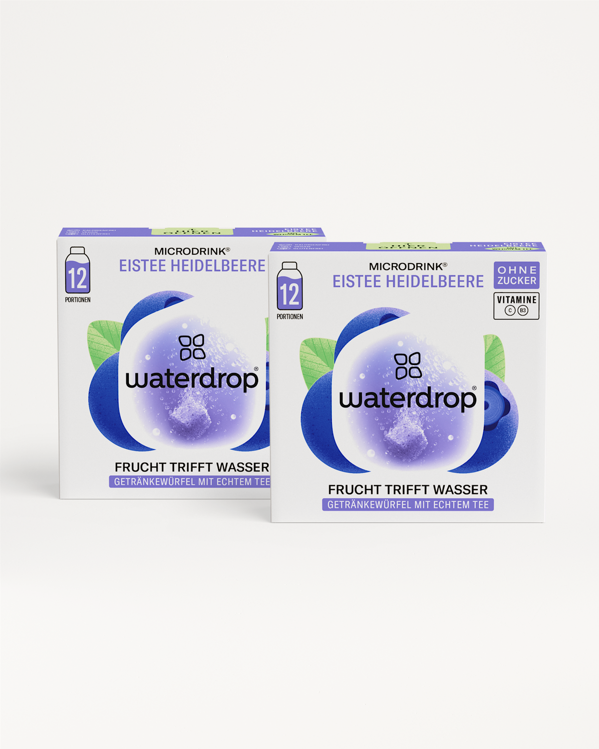 EISTEE 1+1: waterdrop® Microdrink Heidelbeere, 12 Portionen, zuckerfrei.