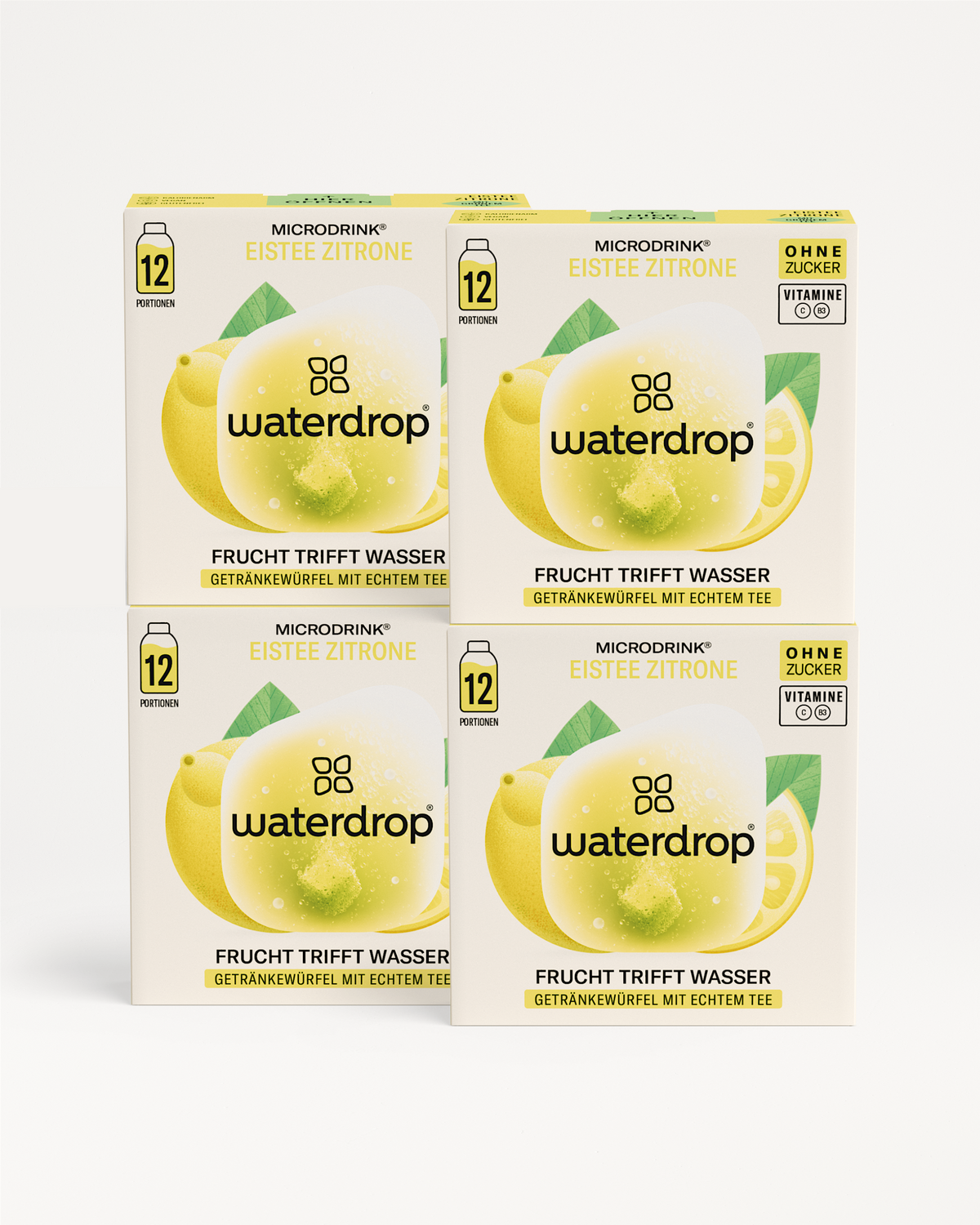 EISTEE 3+1: 48 zuckerfreie Zitronen-Microdrink-Würfel von waterdrop®.