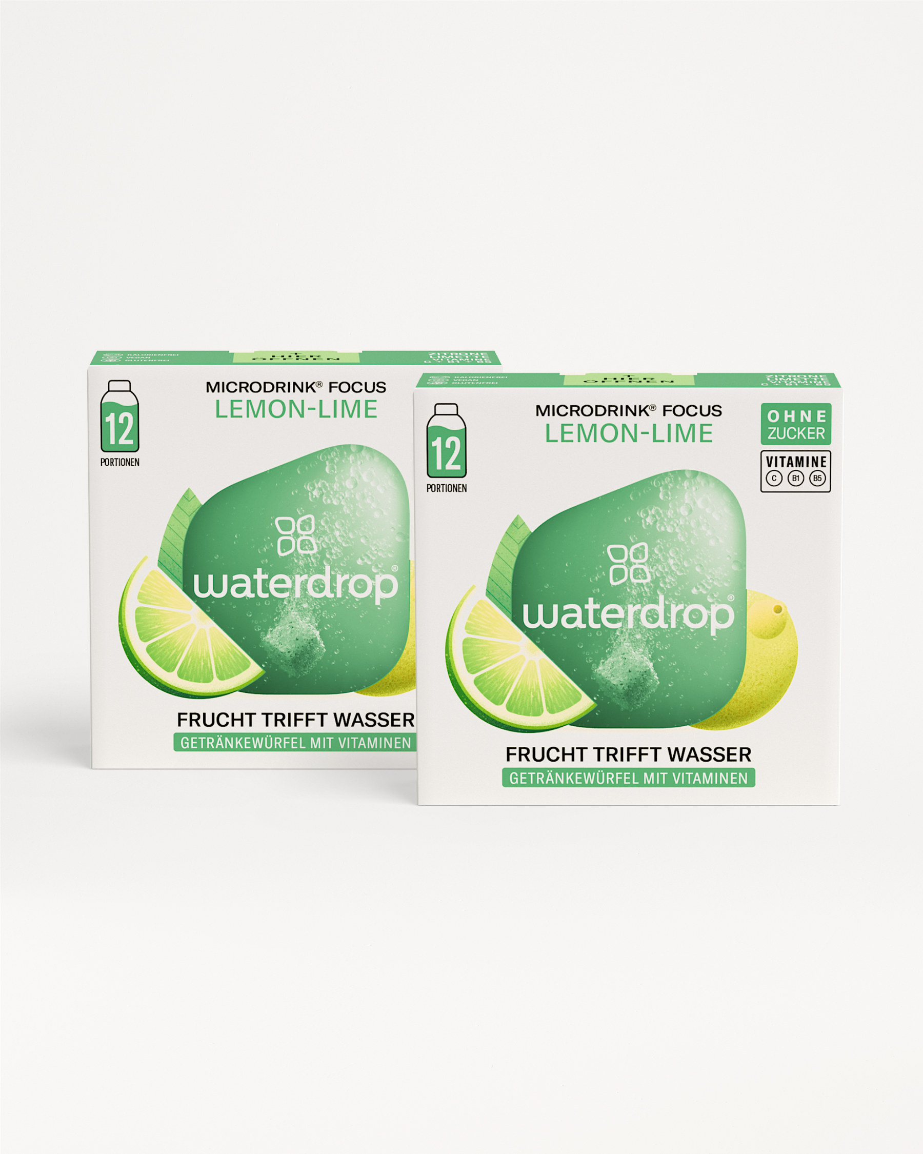 ZITRONE-LIMETTE/FROSTED LIME Twin Pack: 12 zuckerfreie Microdrink-Würfel.