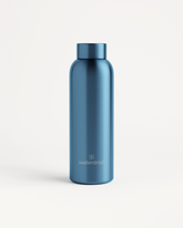 Metal Thermo Steel-Flasche mit Schraubverschluss und waterdrop Logo.