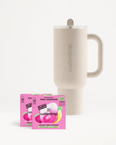 Pink Lemonade Explorer Set: Zuckerfreie Microdrink-Würfel mit passendem Isolierbecher.