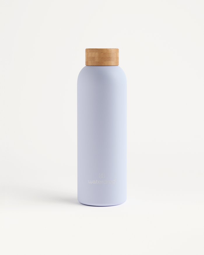 Thermo Steel bottle with brown cap.