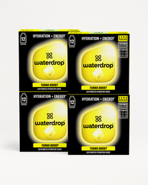 Microenergy BOOST 3+1: Vier Boxen Turbo Boost-Wasserwürfel.