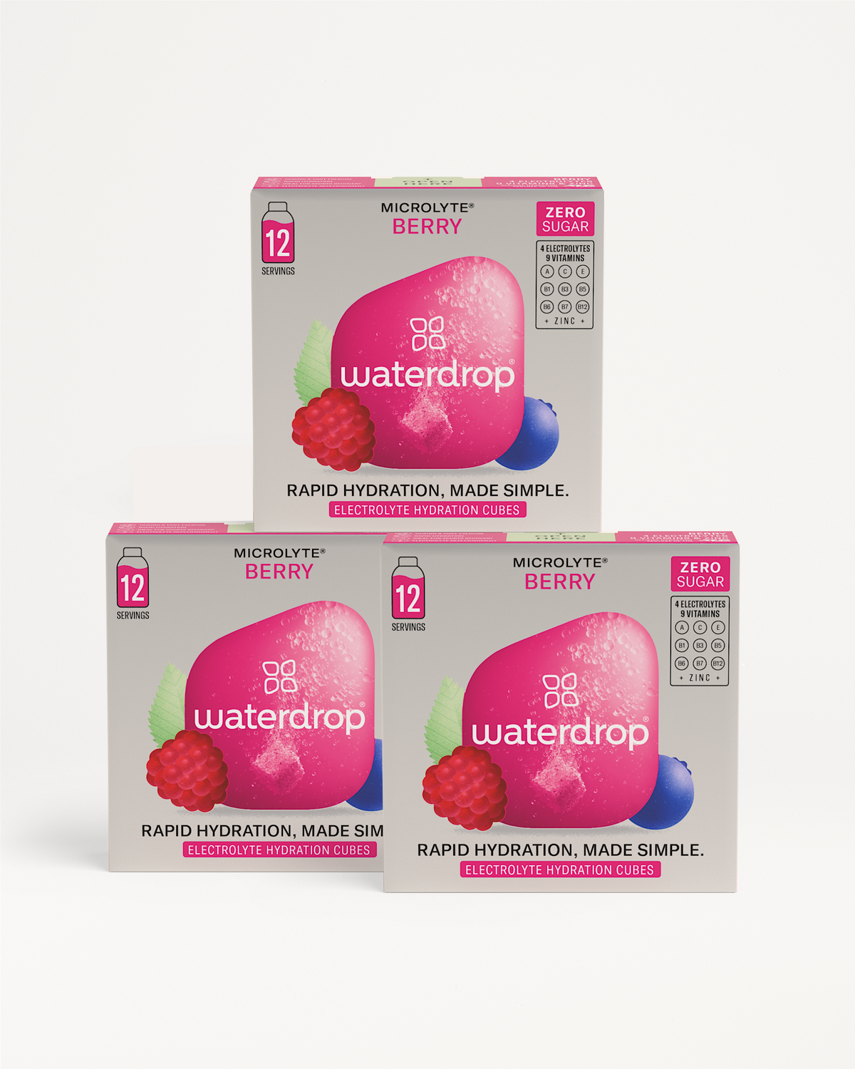 Microlyte 2+1 Berry Elektrolyt-Würfel, 12 Portionen, zuckerfrei.