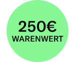 Grünes rundes Badge mit Wertangabe.