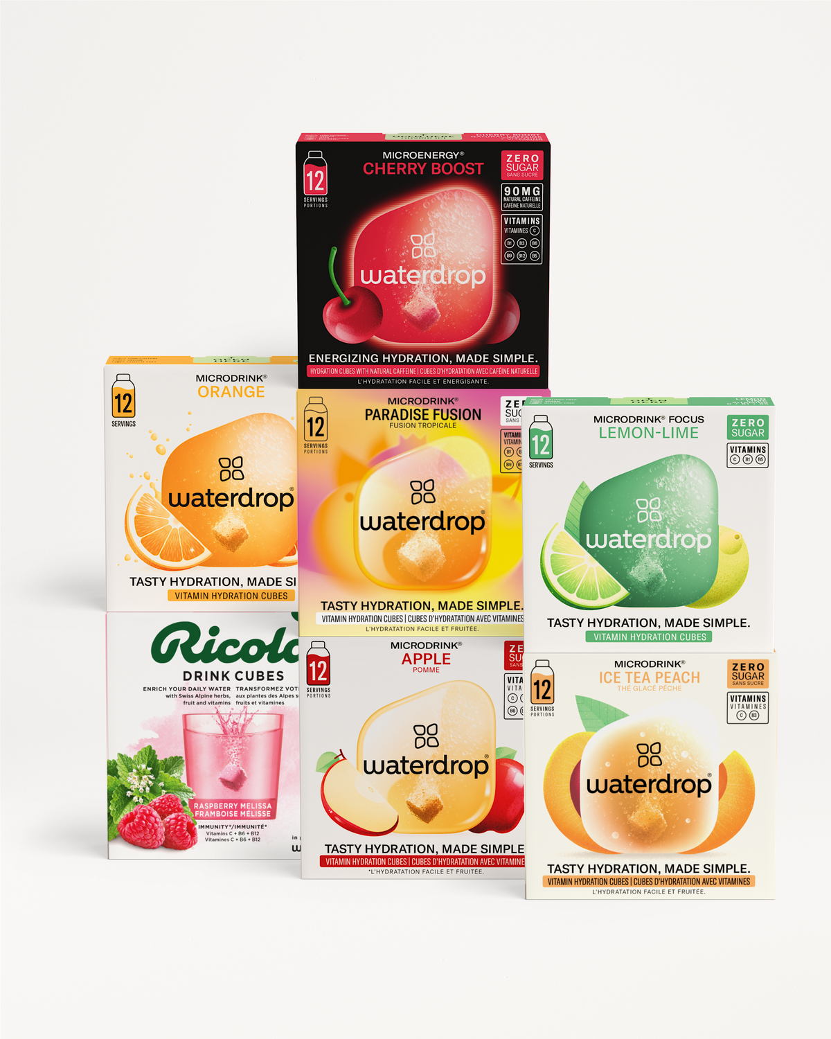 Hydration Megapack Set: Wasserdrop-Microdrinks & Ricola-Würfel.